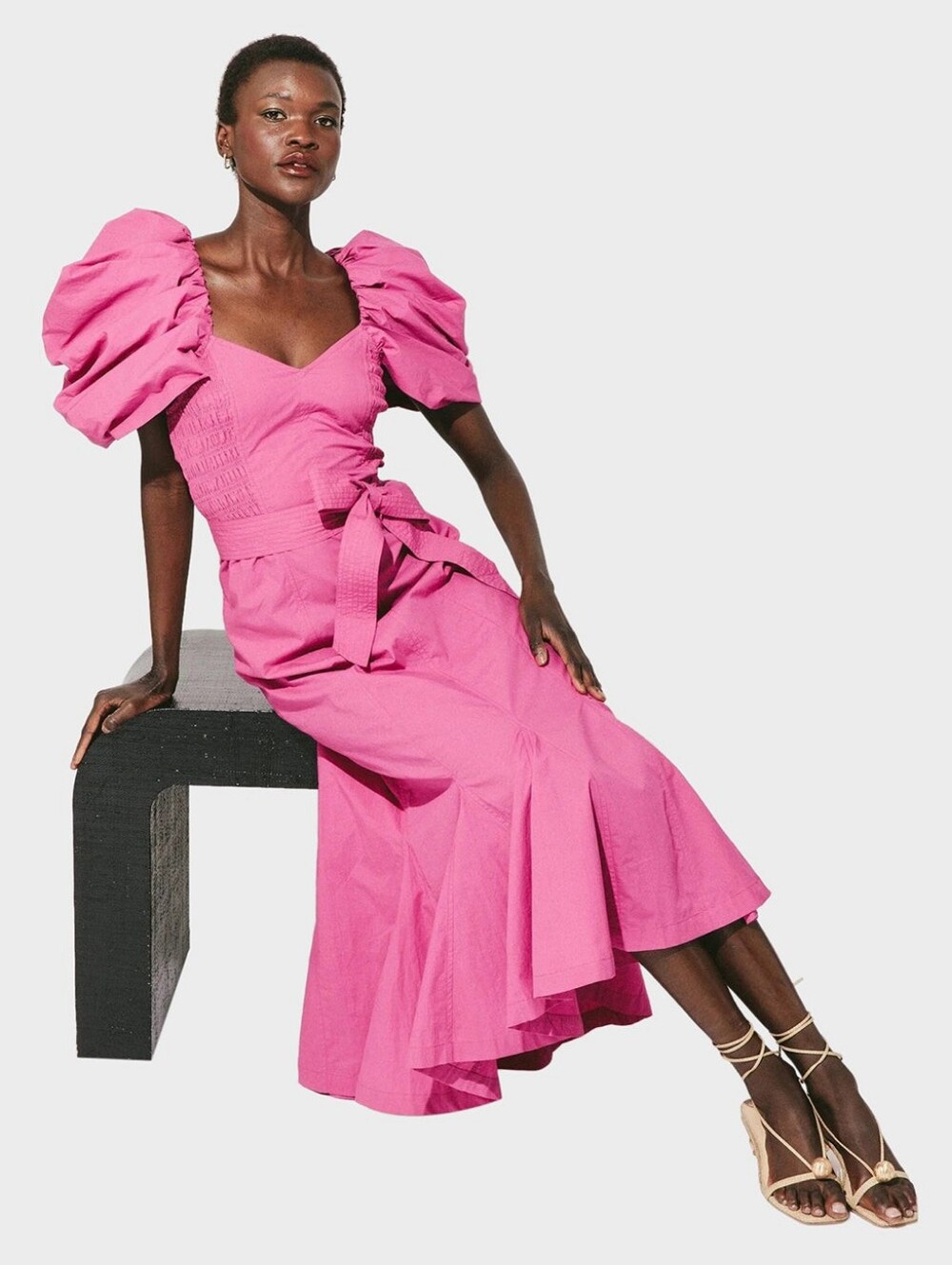 Cleobella Malina Midi Dress - Bright Pink